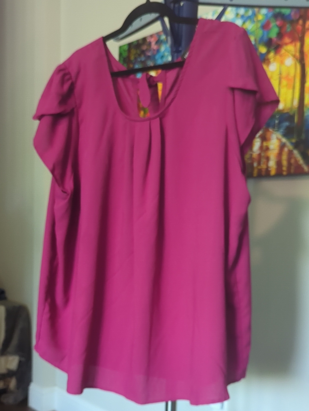 torrid Fuchsia Short Flutter Sleeve Blouse